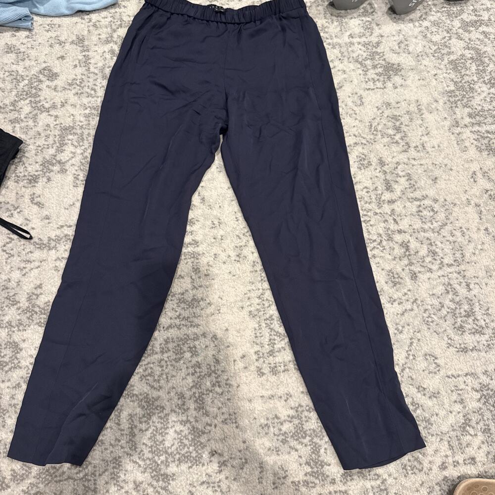 Theory 100% Silk Blue Tapered Casual Pants Women Size Large